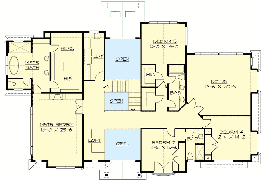 Plan 23552JD: 5 Bed Craftsman Masterpiece - Floor Plan - 2nd Floor - Craftsman, New American, Northwest