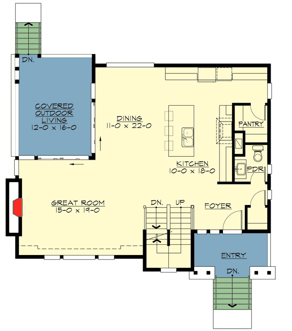Plan 23569JD: Contemporary House Plan for Sloping Lot - Floor Plan - Main Level - Contemporary, Northwest