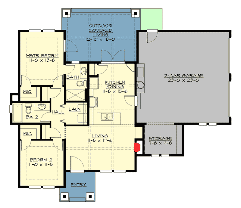 Plan 23570JD: High-End Craftsman Getaway - Floor Plan - Main Level - Cottage, Craftsman, Northwest