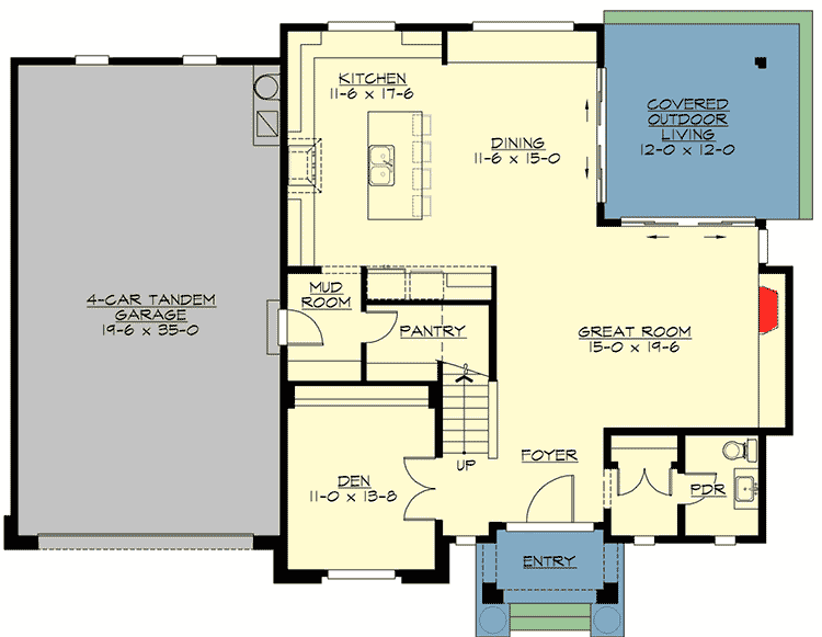 Plan 23571JD: Dynamic 4 Bed House Plan - Floor Plan - Main Level - Contemporary, Modern, Northwest