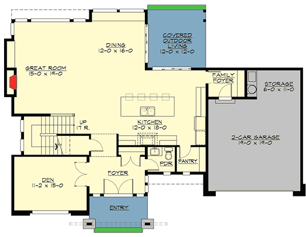 Plan 23575JD: Contemporary House Plan With Garage Options - Floor Plan - Main Level - Contemporary, Modern, Northwest