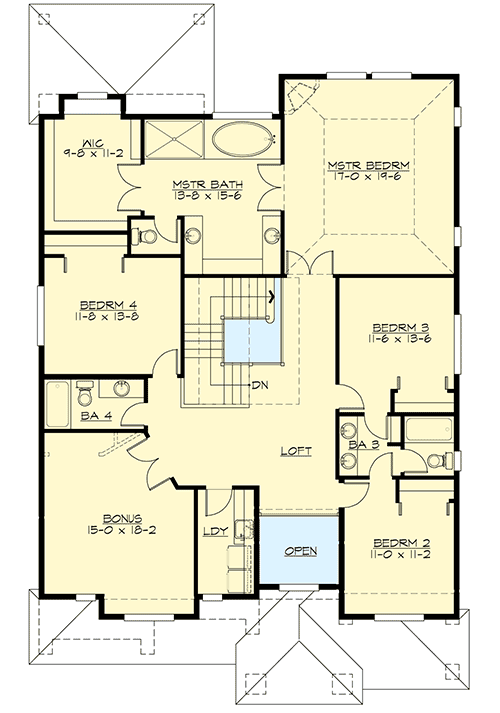 Plan 23583JD: Prairie Inspired Craftsman House Plan - Floor Plan - 2nd Floor - Craftsman, Northwest, Prairie