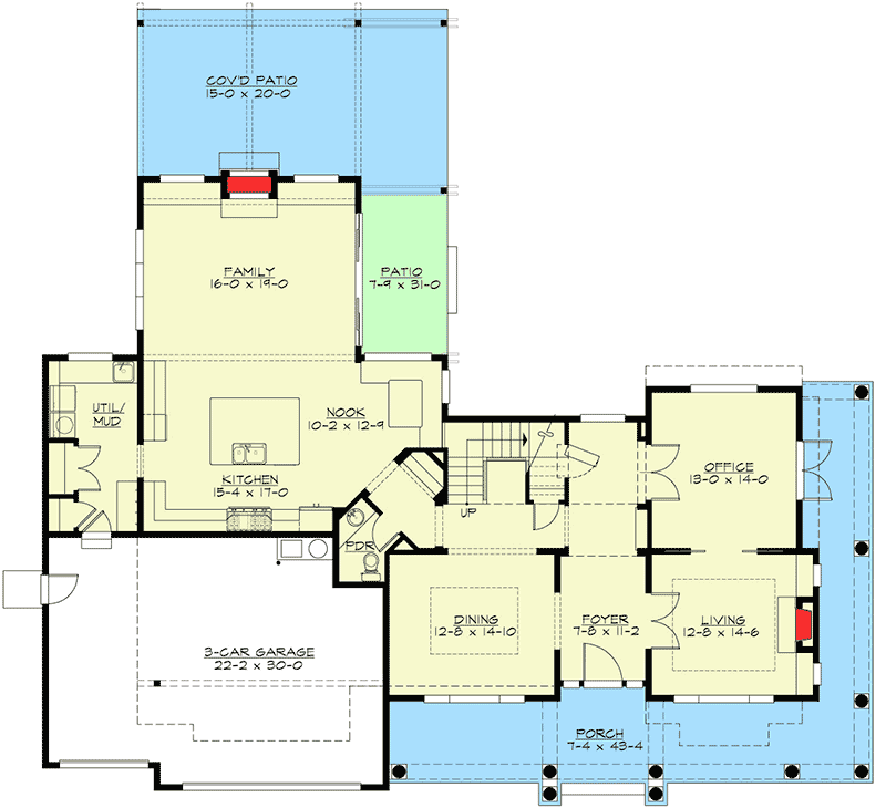 Plan 23584JD: Shingle Style House Plan with Stunning Curb Appeal - Floor Plan - Main Level - Craftsman, Northwest, Shingle
