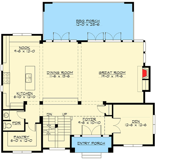 Plan 23586JD: Master Bedroom with Private Deck - Floor Plan -  Main Level - Northwest