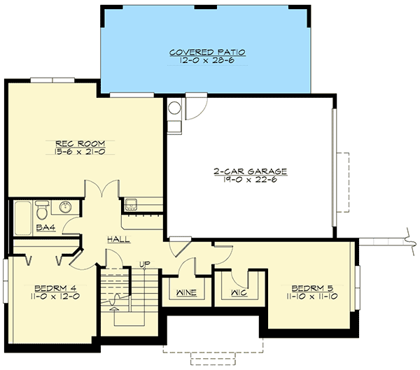 Plan 23586JD: Master Bedroom with Private Deck - Floor Plan - Lower Level - Northwest