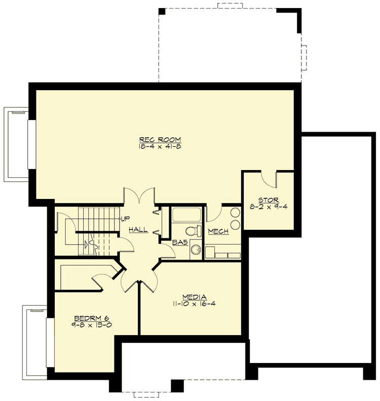 Plan 23589JD: Option for Six Bedrooms - Floor Plan - Lower Level - Craftsman, New American, Northwest, Shingle