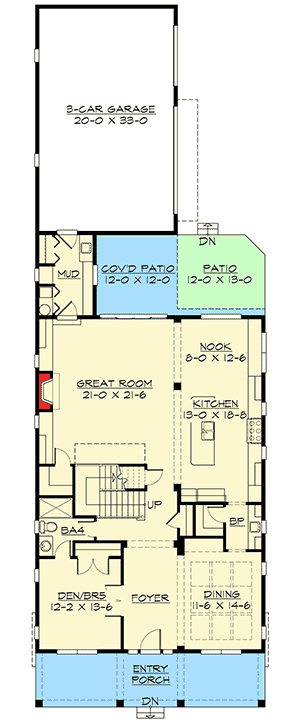 Plan 23592JD: Unique Shingle Style House Plan - Floor Plan - Main Level - Northwest, Shingle
