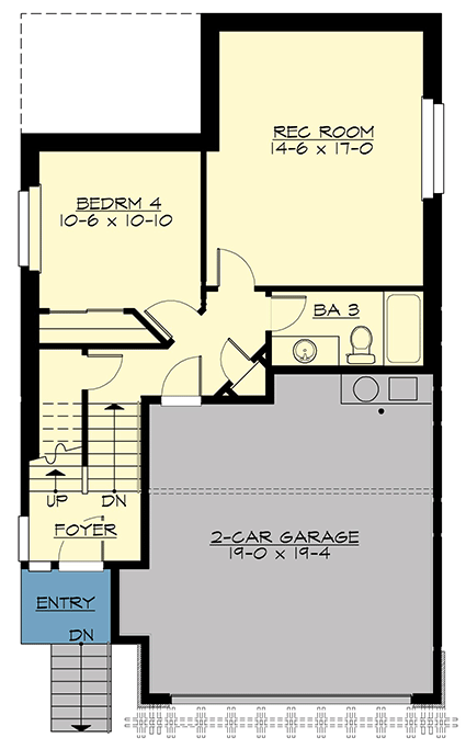 Plan 23597JD: Three Level Northwest House Plan - Floor Plan - Lower Level - Contemporary, Modern, Northwest