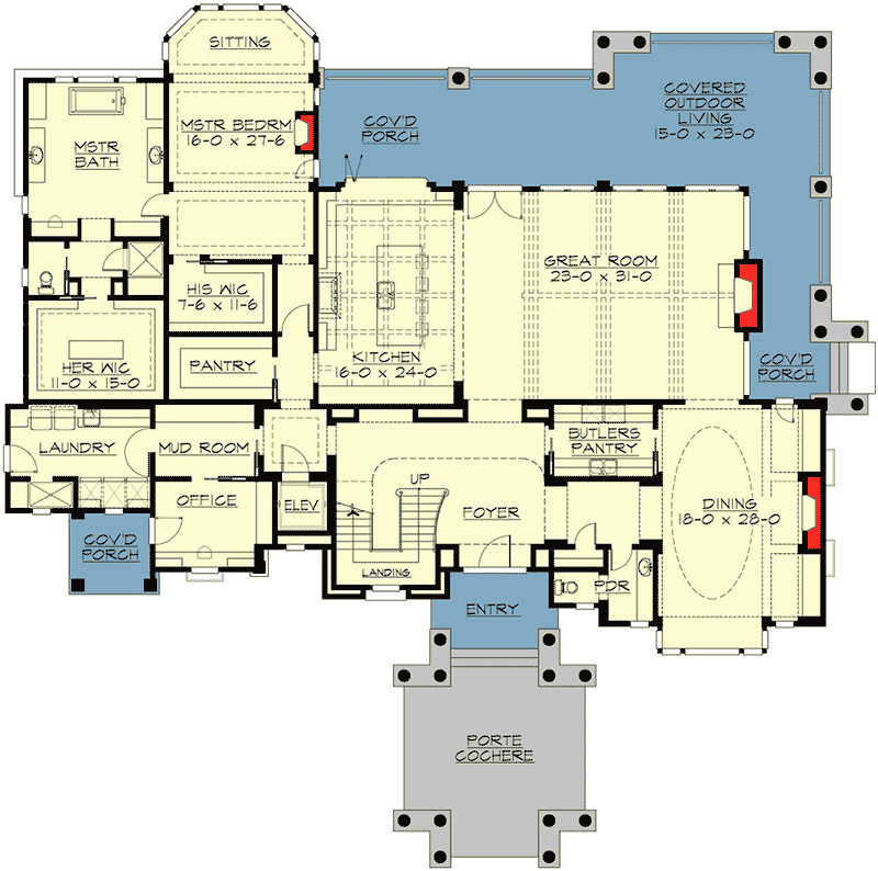 Plan 23600JD: Premium Shingle Style House Plan - Floor Plan - Main Level - Coastal, Northwest, Shingle