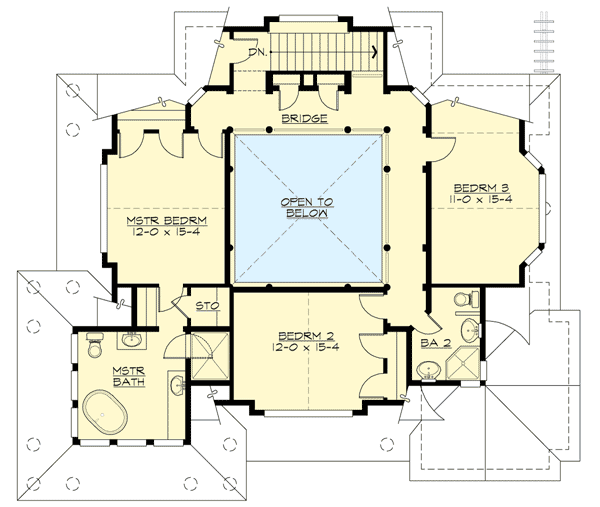 Plan 23603JD: 3 Bed Shingle Style with 2 Story Great Room - Floor Plan - 2nd Floor - Coastal, Craftsman, Northwest, Shingle