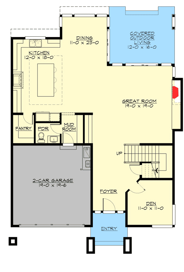 Plan 23607JD: Big and Bright Prairie Style House Plan - Floor Plan - Main Level - Northwest, Prairie