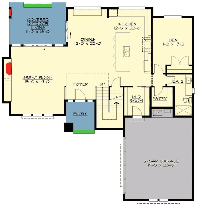 Plan 23619JD: 4 Bed Contemporary with 5 Bed Flexibility - Floor Plan - Main Level - Contemporary, Northwest