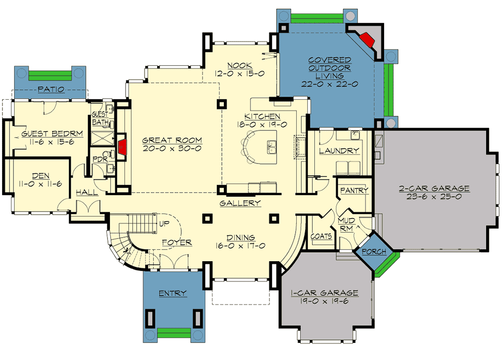 Plan 23620JD: Above and Beyond IV - Floor Plan - Main Level - Contemporary, Modern, Northwest, Prairie