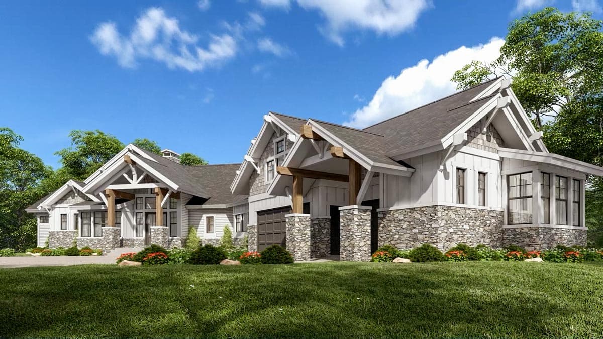 Plan 23623JD: 4 Bed Mountain Home Plan with Bonus Bunk Room - 4530 Sq Ft - Image #4 - Craftsman, Mountain, Northwest, Ranch, Rustic