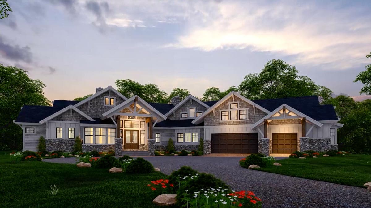 Plan 23623JD: 4 Bed Mountain Home Plan with Bonus Bunk Room - 4530 Sq Ft - Image #8 - Craftsman, Mountain, Northwest, Ranch, Rustic