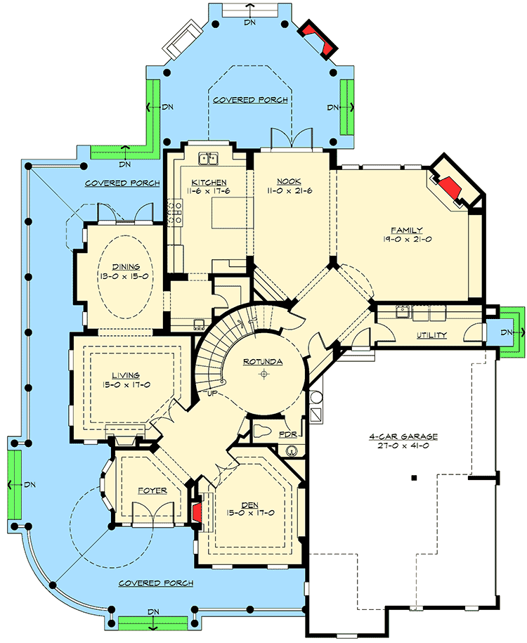 Plan 2384JD: Award Winning House Plan - Floor Plan - Main Level - Country, Northwest, Shingle