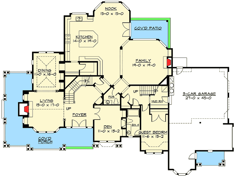 Plan 2387JD: Luxury Master Suite with Sitting Room & Fireplace - Floor Plan - Main Level - Craftsman, Northwest, Shingle