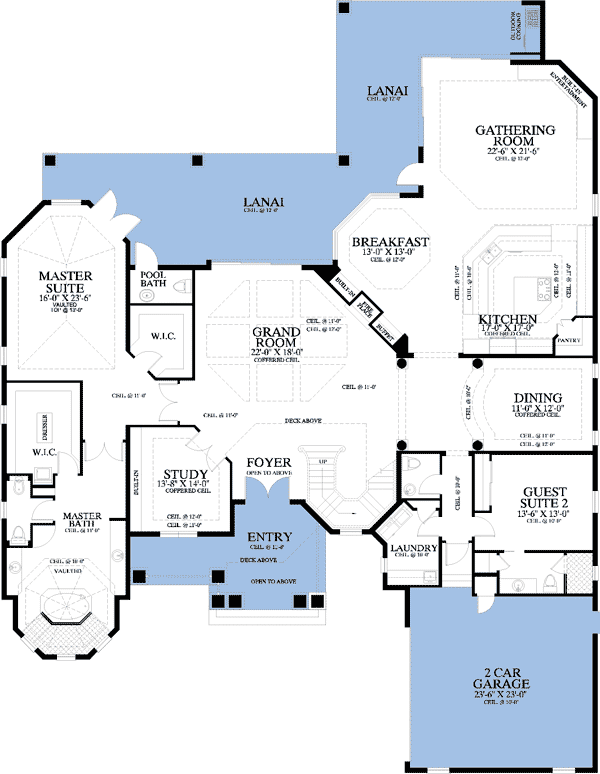 Plan 24066BG: Florida Home Plan with a Twist - Floor Plan - Main Level - Florida-Style, Southern