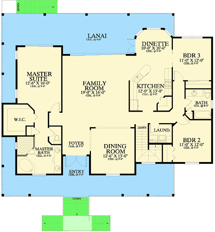 Plan 24077BG: Low Country Beach House - Floor Plan - Main Level - Beach, Coastal, Low Country, Southern
