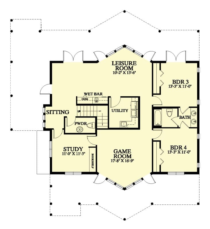Plan 24085BG: Rustic Lodge - Floor Plan - Lower Level - Mountain, Rustic, Vacation