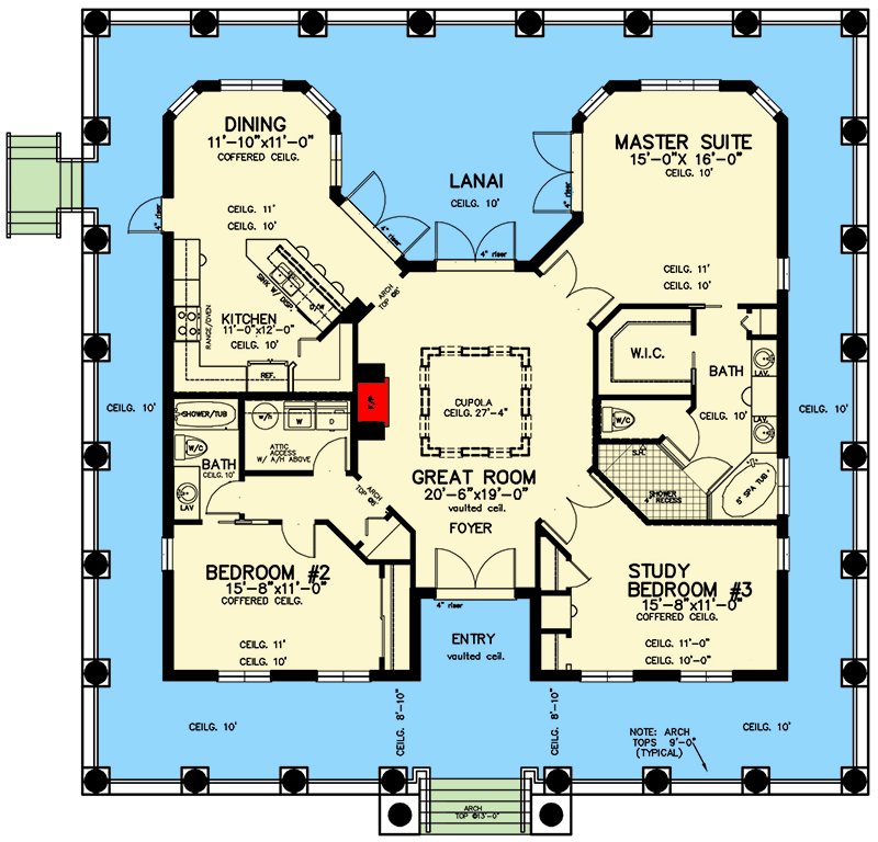 Plan 24096BG: Florida Cracker House Plan - 1789 Sq Ft - Floor Plan - Main Level - Coastal, Florida-Style, Southern