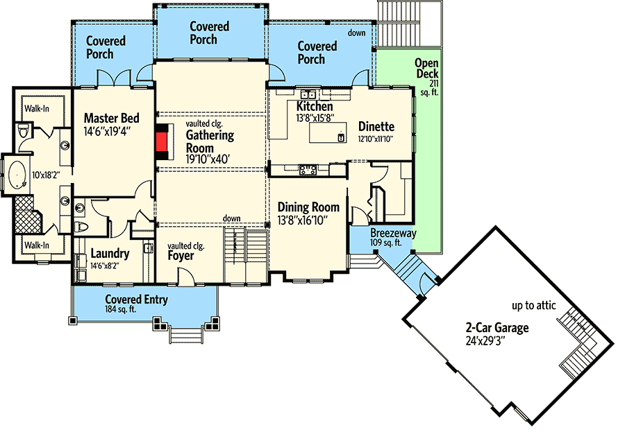 Plan 24111BG: Splendid Mountain Home Plan - Floor Plan - Main Level - Craftsman, Mountain, Vacation