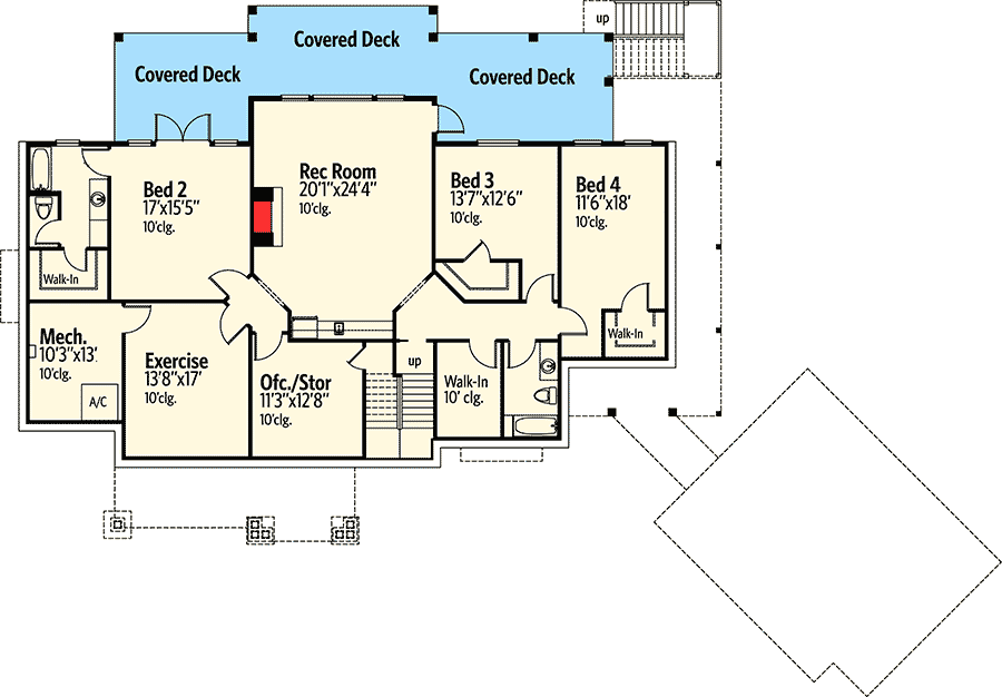 Plan 24111BG: Splendid Mountain Home Plan - Floor Plan - Lower Level - Craftsman, Mountain, Vacation