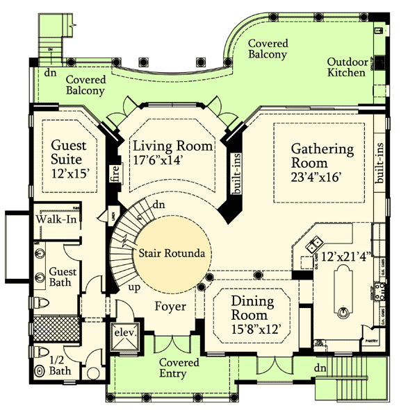Plan 24112BG: Majestic Mediterranean - Floor Plan - 2nd Floor - Coastal, European, Florida-Style, Mediterranean, Transitional
