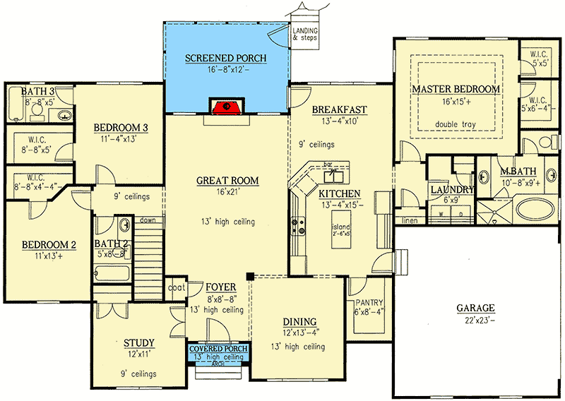 Plan 24325TW: One Story Wonder - Floor Plan - Main Level - Traditional