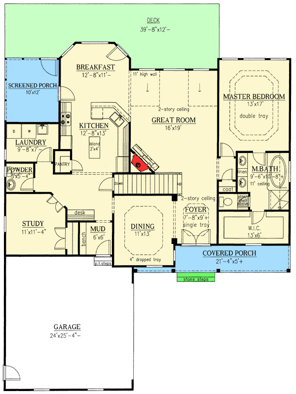 Plan 24328TW: Master Down with Optional Home Theater - Floor Plan - Main Level - Craftsman, Northwest