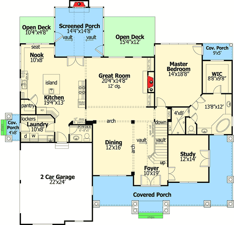 Plan 24356TW: Luxury House Plan in Two Sizes - Floor Plan - Main Level - European, New American, Southern, Traditional