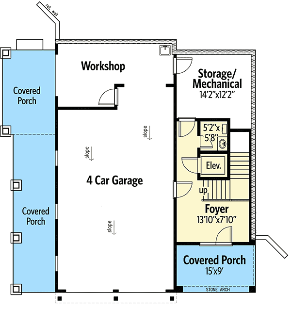 Plan 24358TW: 3-Story House Plan for a View Lot - Floor Plan - Lower Level - Coastal, Country, Southern, Traditional
