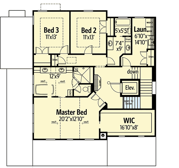 Plan 24358TW: 3-Story House Plan for a View Lot - Floor Plan - Second Level - Coastal, Country, Southern, Traditional