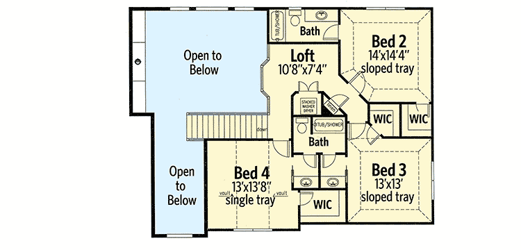 Plan 24363TW: 4-Bed Traditional Craftsman with Loft and Study Area - 3290 Sq Ft - Floor Plan - 2nd Floor - Craftsman, Northwest, Traditional