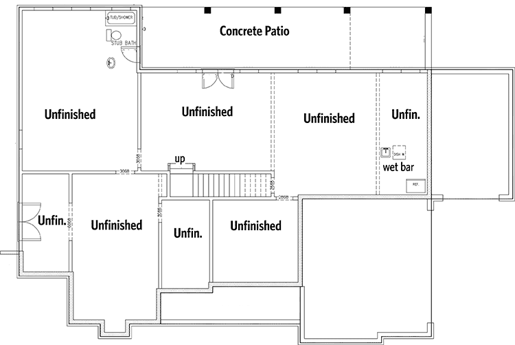 Plan 24363TW: 4-Bed Traditional Craftsman with Loft and Study Area - 3290 Sq Ft - Floor Plan - Lower Level - Craftsman, Northwest, Traditional