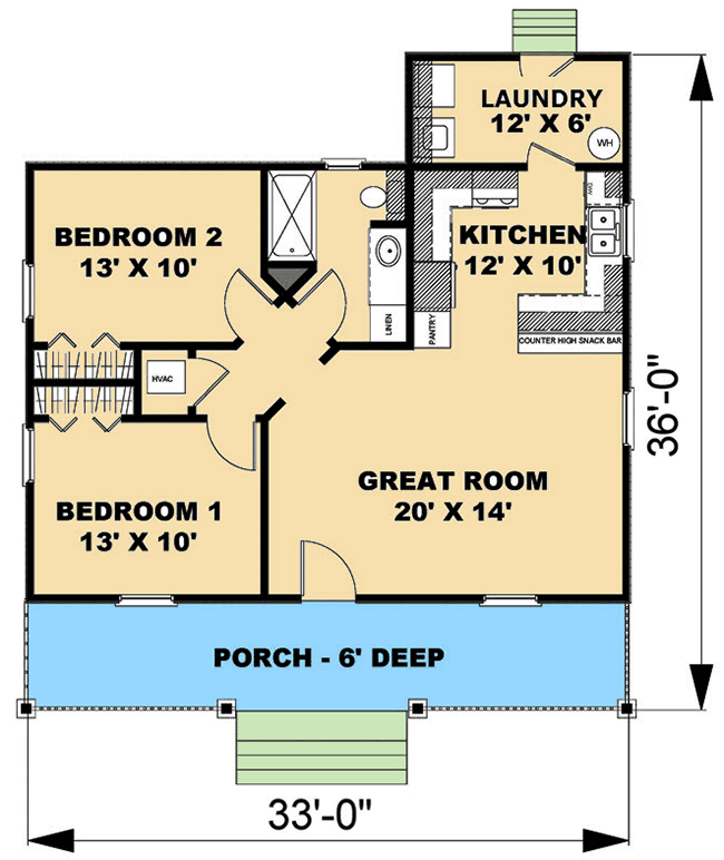 Plan 2513DH: Rustic Cottage in Multiple Versions - Floor Plan - Main Level - Cottage, Country, Rustic