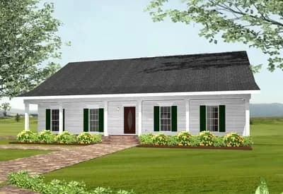 Southern Home Plan with Two Covered Porches - 1500 Sq Ft