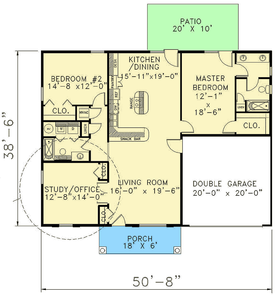 Plan 2517DH: No Wasted Space and Two Versions - Floor Plan - Main Level - Cottage, Southern, Traditional