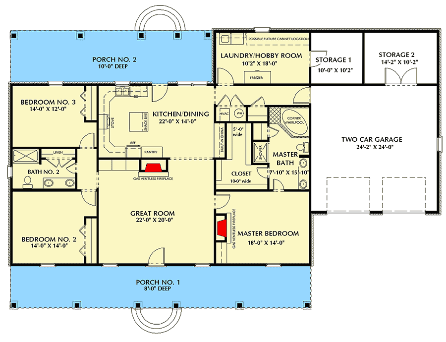 Plan 2527DH: Elegant Southern Home Plan with 3 Beds and 3 Dormers - Floor Plan - Main Level - Country, Southern