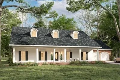 Elegant Southern Home Plan with 3 Beds and 3 Dormers