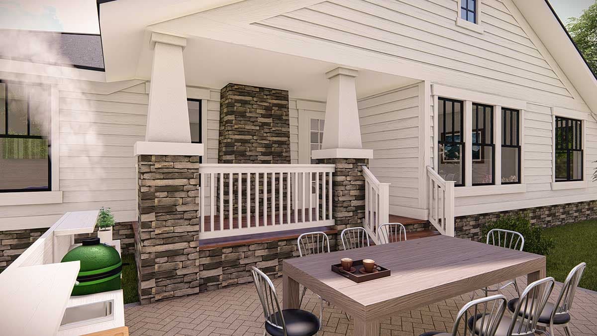 Plan 25402TF: 2000 Square Foot Country Craftsman Cottage House Plan with Home Office or Study - Image #7 - Cottage, Country, Craftsman, New American