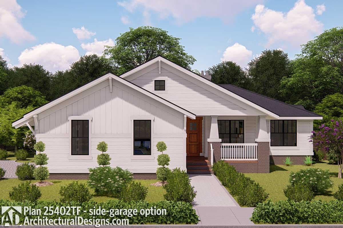 Plan 25402TF: 2000 Square Foot Country Craftsman Cottage House Plan with Home Office or Study - Image #9 - Cottage, Country, Craftsman, New American