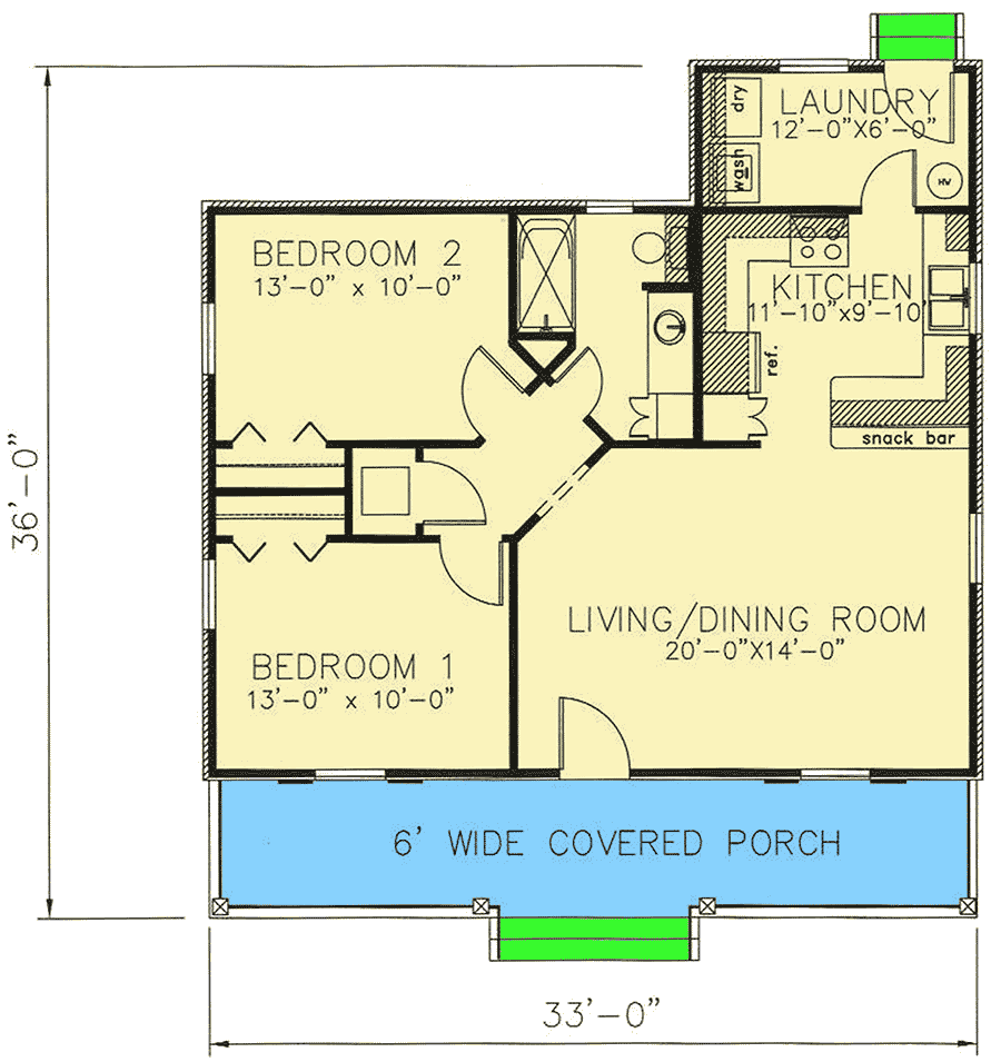 Plan 2546DH: Country Cottage in Two Versions - Floor Plan - Main Level - Cottage, Country, Rustic