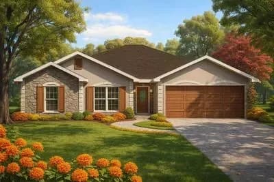 3-Bed European Ranch House Plan with Spacious Rear Porch