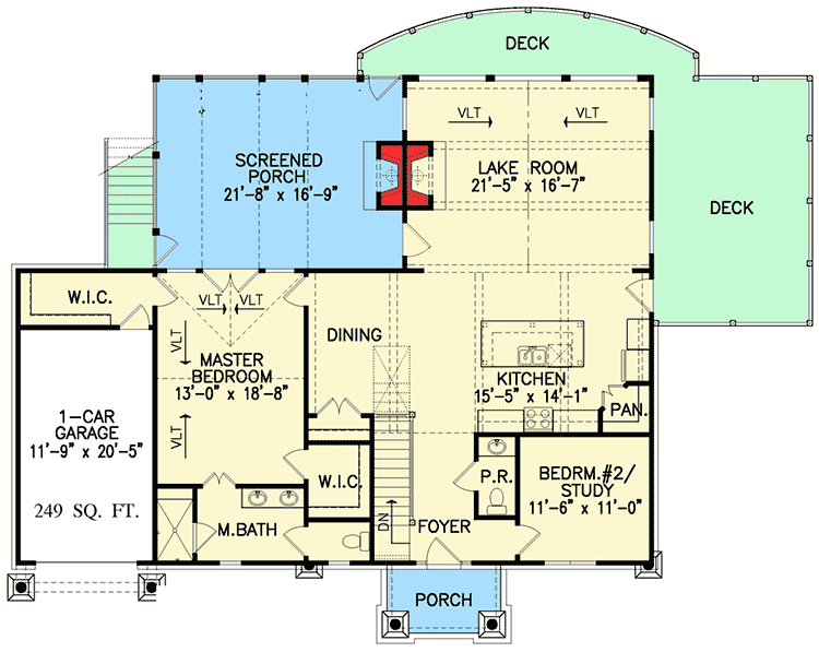 Plan 25600GE: Outdoor Lover's Cottage House Plan - 2363 Sq Ft - Floor Plan - Main Level - Cottage, Craftsman, Mountain, Vacation