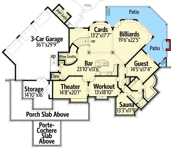 Plan 25602GE: Gorgeous Craftsman Home with 2-Story Library - Floor Plan - Basement - Craftsman, Northwest