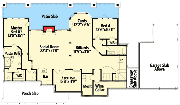 Plan 25605GE: Country Cottage with Dual Master Suite - Floor Plan - Lower Level - Country, Rustic, Traditional, Vacation