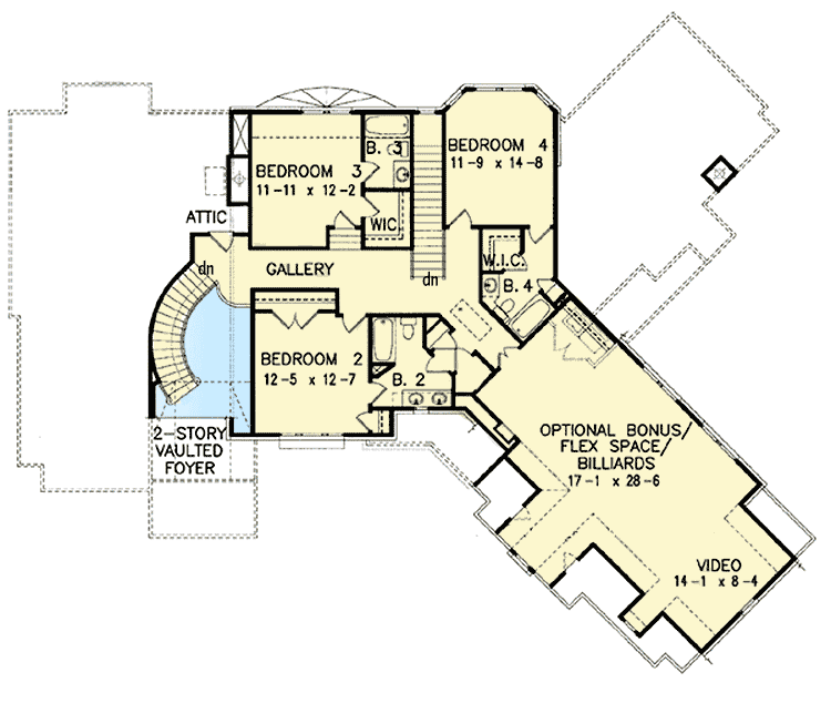 Plan 25606GE: 4 Bedroom Dream Home Plan With Bonus Expansion - Floor Plan - 2nd Floor - European, Traditional