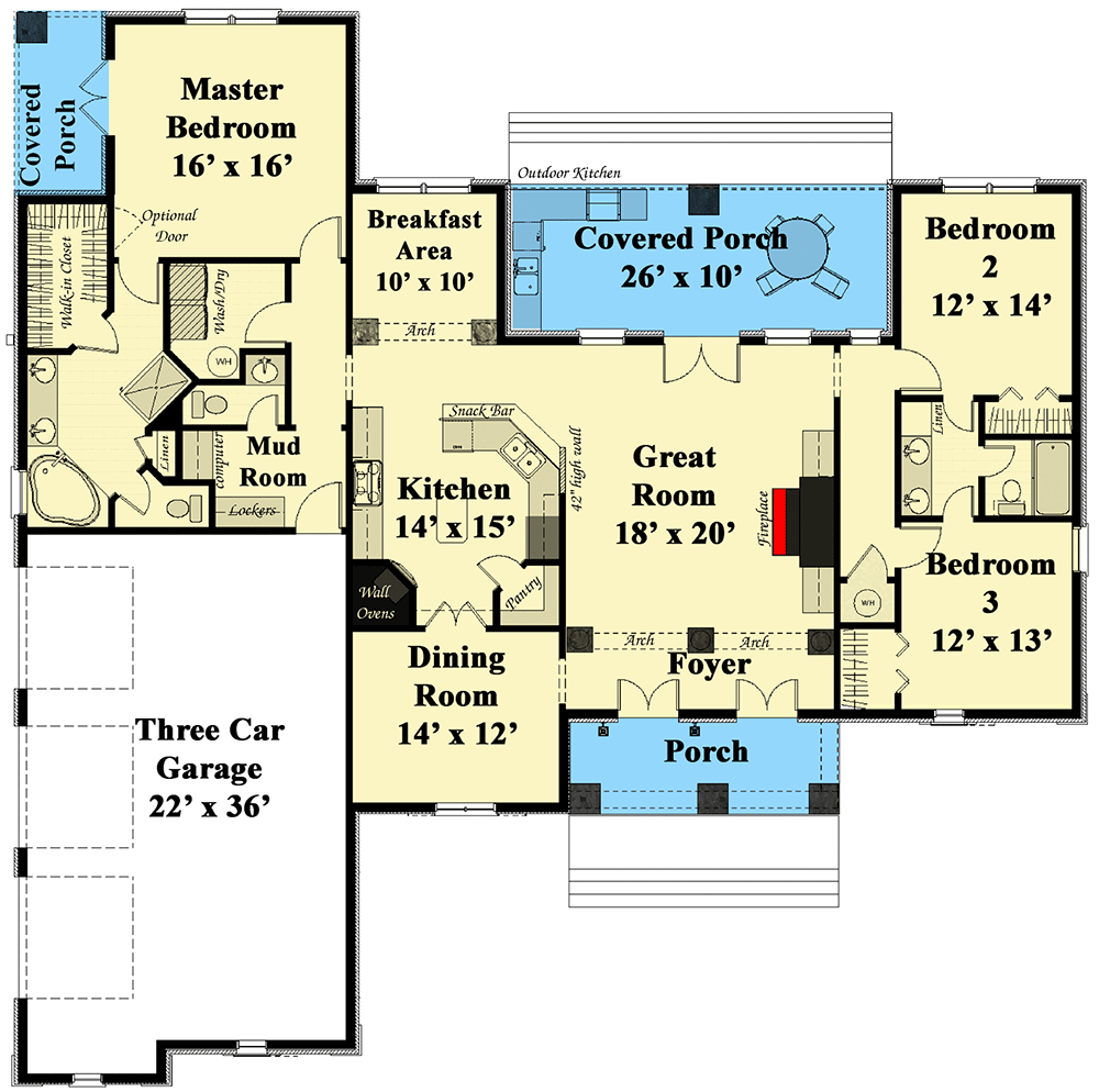 Plan 2574DH: Southern Living - Floor Plan - Main Level - Southern
