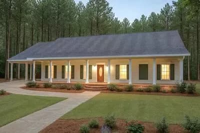 4-Bed Country Ranch House Plan with Carport